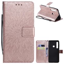 Embossing Sunflower Leather Wallet Case for Samsung Galaxy A9 (2018) / A9 Star Pro / A9s - Rose Gold