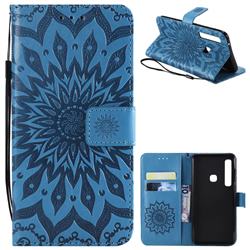Embossing Sunflower Leather Wallet Case for Samsung Galaxy A9 (2018) / A9 Star Pro / A9s - Blue