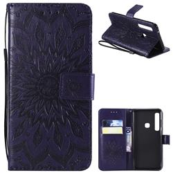 Embossing Sunflower Leather Wallet Case for Samsung Galaxy A9 (2018) / A9 Star Pro / A9s - Purple