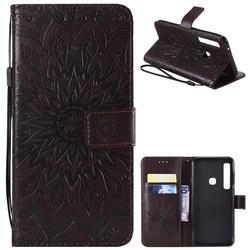 Embossing Sunflower Leather Wallet Case for Samsung Galaxy A9 (2018) / A9 Star Pro / A9s - Brown
