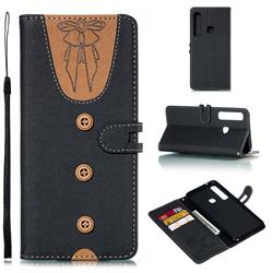 Ladies Bow Clothes Pattern Leather Wallet Phone Case for Samsung Galaxy A9 (2018) / A9 Star Pro / A9s - Black