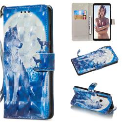 Ice Wolf 3D Painted Leather Wallet Phone Case for Samsung Galaxy A9 (2018) / A9 Star Pro / A9s