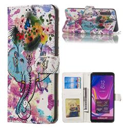 Flower Elephant 3D Relief Oil PU Leather Wallet Case for Samsung Galaxy A9 (2018) / A9 Star Pro / A9s