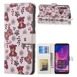 Cute Bear 3D Relief Oil PU Leather Wallet Case for Samsung Galaxy A9 (2018) / A9 Star Pro / A9s