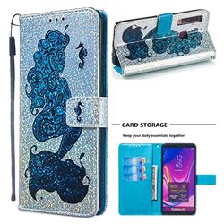 Mermaid Seahorse Sequins Painted Leather Wallet Case for Samsung Galaxy A9 (2018) / A9 Star Pro / A9s