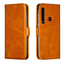 Retro Classic Calf Pattern Leather Wallet Phone Case for Samsung Galaxy A9 (2018) / A9 Star Pro / A9s - Yellow