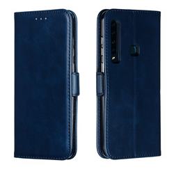 Retro Classic Calf Pattern Leather Wallet Phone Case for Samsung Galaxy A9 (2018) / A9 Star Pro / A9s - Blue
