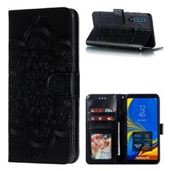 Intricate Embossing Datura Solar Leather Wallet Case for Samsung Galaxy A9 (2018) / A9 Star Pro / A9s - Black