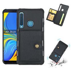 Brush Multi-function Leather Phone Case for Samsung Galaxy A9 (2018) / A9 Star Pro / A9s - Black