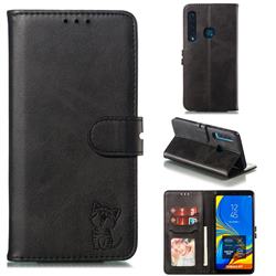 Embossing Happy Cat Leather Wallet Case for Samsung Galaxy A9 (2018) / A9 Star Pro / A9s - Black