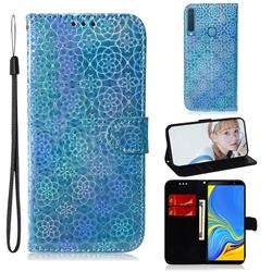 Laser Circle Shining Leather Wallet Phone Case for Samsung Galaxy A9 (2018) / A9 Star Pro / A9s - Blue