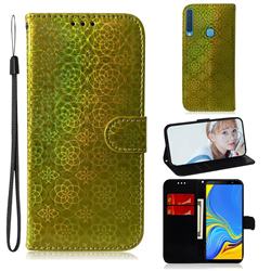 Laser Circle Shining Leather Wallet Phone Case for Samsung Galaxy A9 (2018) / A9 Star Pro / A9s - Golden