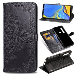 Embossing Imprint Mandala Flower Leather Wallet Case for Samsung Galaxy A9 (2018) / A9 Star Pro / A9s - Black