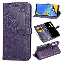 Embossing Imprint Mandala Flower Leather Wallet Case for Samsung Galaxy A9 (2018) / A9 Star Pro / A9s - Purple