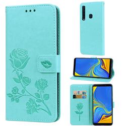 Embossing Rose Flower Leather Wallet Case for Samsung Galaxy A9 (2018) / A9 Star Pro / A9s - Green