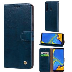 Luxury Retro Oil Wax PU Leather Wallet Phone Case for Samsung Galaxy A9 (2018) / A9 Star Pro / A9s - Sapphire