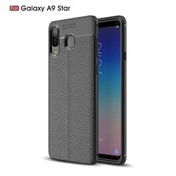 Luxury Auto Focus Litchi Texture Silicone TPU Back Cover for Samsung Galaxy A8 Star (A9 Star) - Black