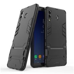 Armor Premium Tactical Grip Kickstand Shockproof Dual Layer Rugged Hard Cover for Samsung Galaxy A8 Star (A9 Star) - Black