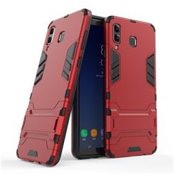 Armor Premium Tactical Grip Kickstand Shockproof Dual Layer Rugged Hard Cover for Samsung Galaxy A8 Star (A9 Star) - Wine Red