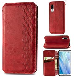 Ultra Slim Fashion Business Card Magnetic Automatic Suction Leather Flip Cover for Sharp AQUOS sense3 Lite SH-RM12 - Red