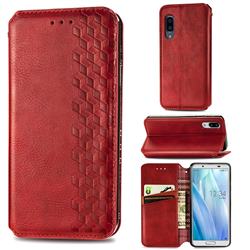 Ultra Slim Fashion Business Card Magnetic Automatic Suction Leather Flip Cover for Sharp AQUOS sense3 Plus SHV46 - Red
