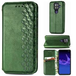 Ultra Slim Fashion Business Card Magnetic Automatic Suction Leather Flip Cover for Sharp AQUOS sense4 Plus - Green