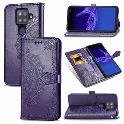 Embossing Imprint Mandala Flower Leather Wallet Case for Sharp AQUOS sense4 Plus - Purple