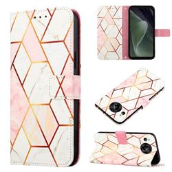 Pink White Marble Leather Wallet Protective Case for Sharp AQUOS sense7 SH-V48