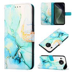 Green Illusion Marble Leather Wallet Protective Case for Sharp AQUOS sense7 SH-V48