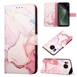 Rose Gold Marble Leather Wallet Protective Case for Sharp AQUOS sense7 Plus