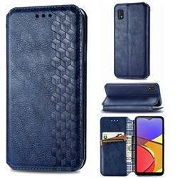 Ultra Slim Fashion Business Card Magnetic Automatic Suction Leather Flip Cover for Docomo Galaxy A21 Japan SC-42A - Dark Blue