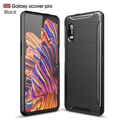Luxury Carbon Fiber Brushed Wire Drawing Silicone TPU Back Cover for Samsung Galaxy Xcover Pro G715 - Black