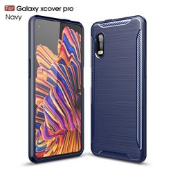 Luxury Carbon Fiber Brushed Wire Drawing Silicone TPU Back Cover for Samsung Galaxy Xcover Pro G715 - Navy
