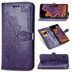 Embossing Imprint Mandala Flower Leather Wallet Case for Samsung Galaxy Xcover Pro G715 - Purple