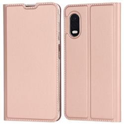 Ultra Slim Card Magnetic Automatic Suction Leather Wallet Case for Samsung Galaxy Xcover Pro G715 - Rose Gold