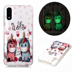 Couple Unicorn Noctilucent Soft TPU Back Cover for Samsung Galaxy A01