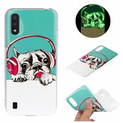 Headphone Puppy Noctilucent Soft TPU Back Cover for Samsung Galaxy A01
