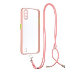 Necklace Cross-body Lanyard Strap Cord Phone Case Cover for Samsung Galaxy A01 - Pink