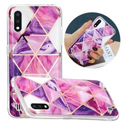Purple Dream Triangle Painted Marble Electroplating Protective Case for Samsung Galaxy A01