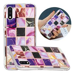 Square Puzzle Painted Marble Electroplating Protective Case for Samsung Galaxy A01