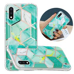 Green Glitter Painted Marble Electroplating Protective Case for Samsung Galaxy A01