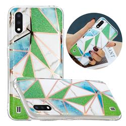 Green Triangle Painted Marble Electroplating Protective Case for Samsung Galaxy A01