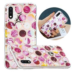 Round Puzzle Painted Marble Electroplating Protective Case for Samsung Galaxy A01