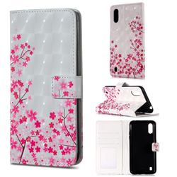 Cherry Blossom 3D Painted Leather Phone Wallet Case for Samsung Galaxy A01