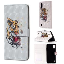 Toothed Tiger 3D Painted Leather Phone Wallet Case for Samsung Galaxy A01