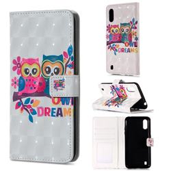 Couple Owl 3D Painted Leather Phone Wallet Case for Samsung Galaxy A01