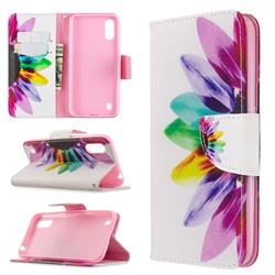 Seven-color Flowers Leather Wallet Case for Samsung Galaxy A01