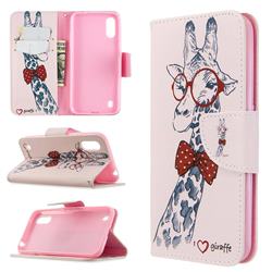Glasses Giraffe Leather Wallet Case for Samsung Galaxy A01