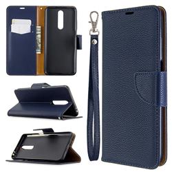 Classic Luxury Litchi Leather Phone Wallet Case for Samsung Galaxy A01 - Blue
