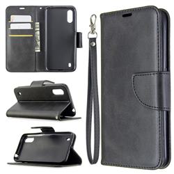 Classic Sheepskin PU Leather Phone Wallet Case for Samsung Galaxy A01 - Black